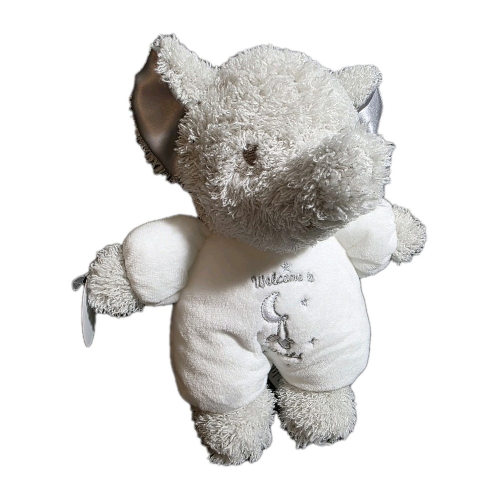 Little Me Welcome To The World White Gray Elephant 9" Plush Rattle Toy Stuffed